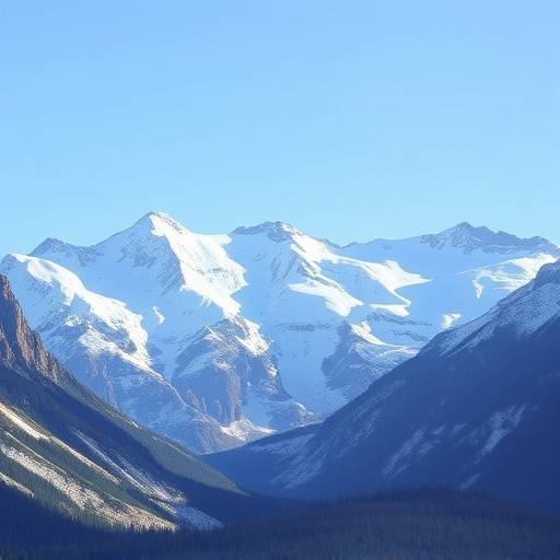 Snow-capped mountain range in Banff National Park, Canada